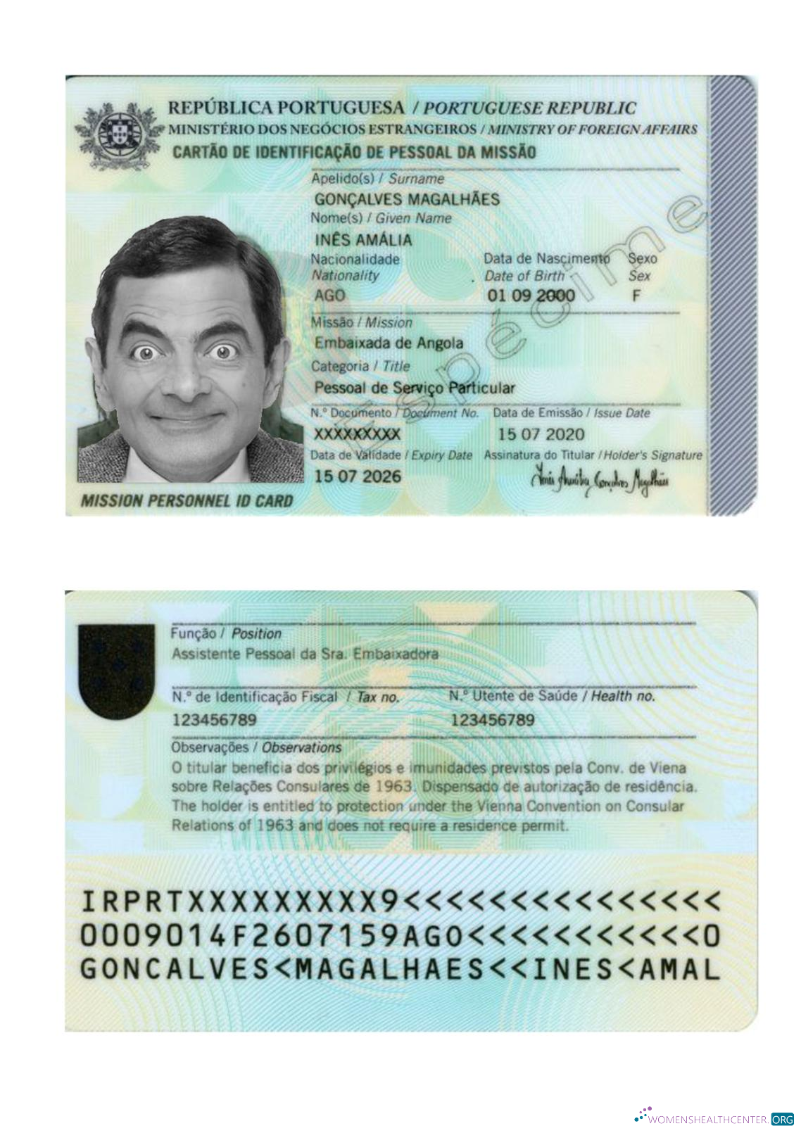 Премиум Скачать Португалия ID Карта 2020 Настоящее Время Photoshop Шаблон