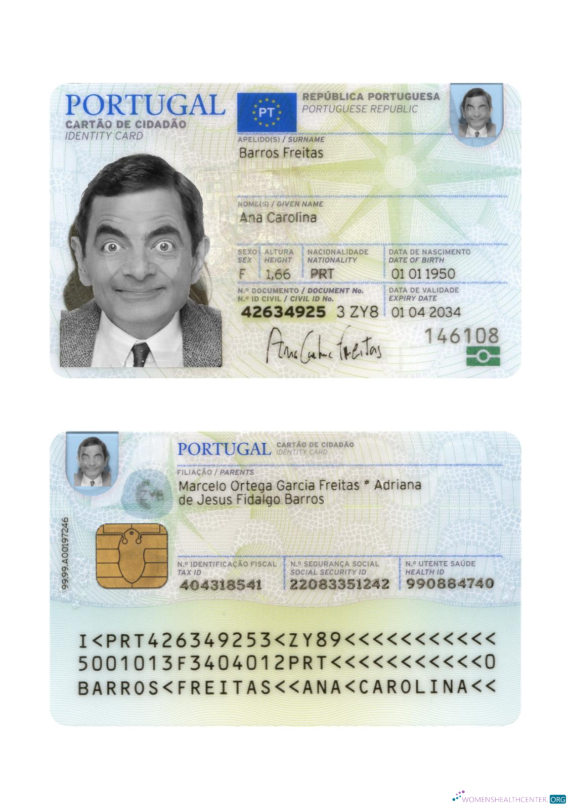 Профессиональный Скачать Португалия ID Карта 2024 Настоящее Время Photoshop Шаблон
