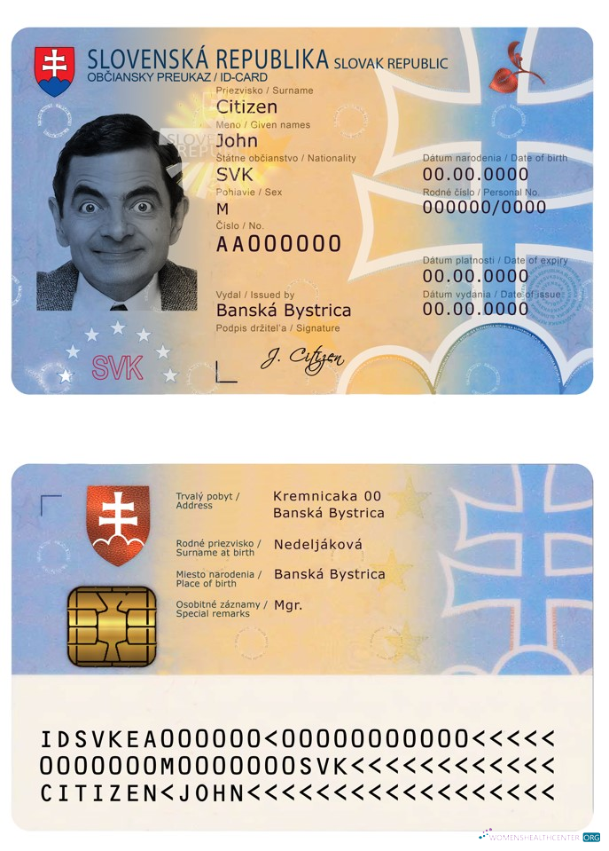 Редактируемый Скачать Словакия ID Photoshop Шаблон