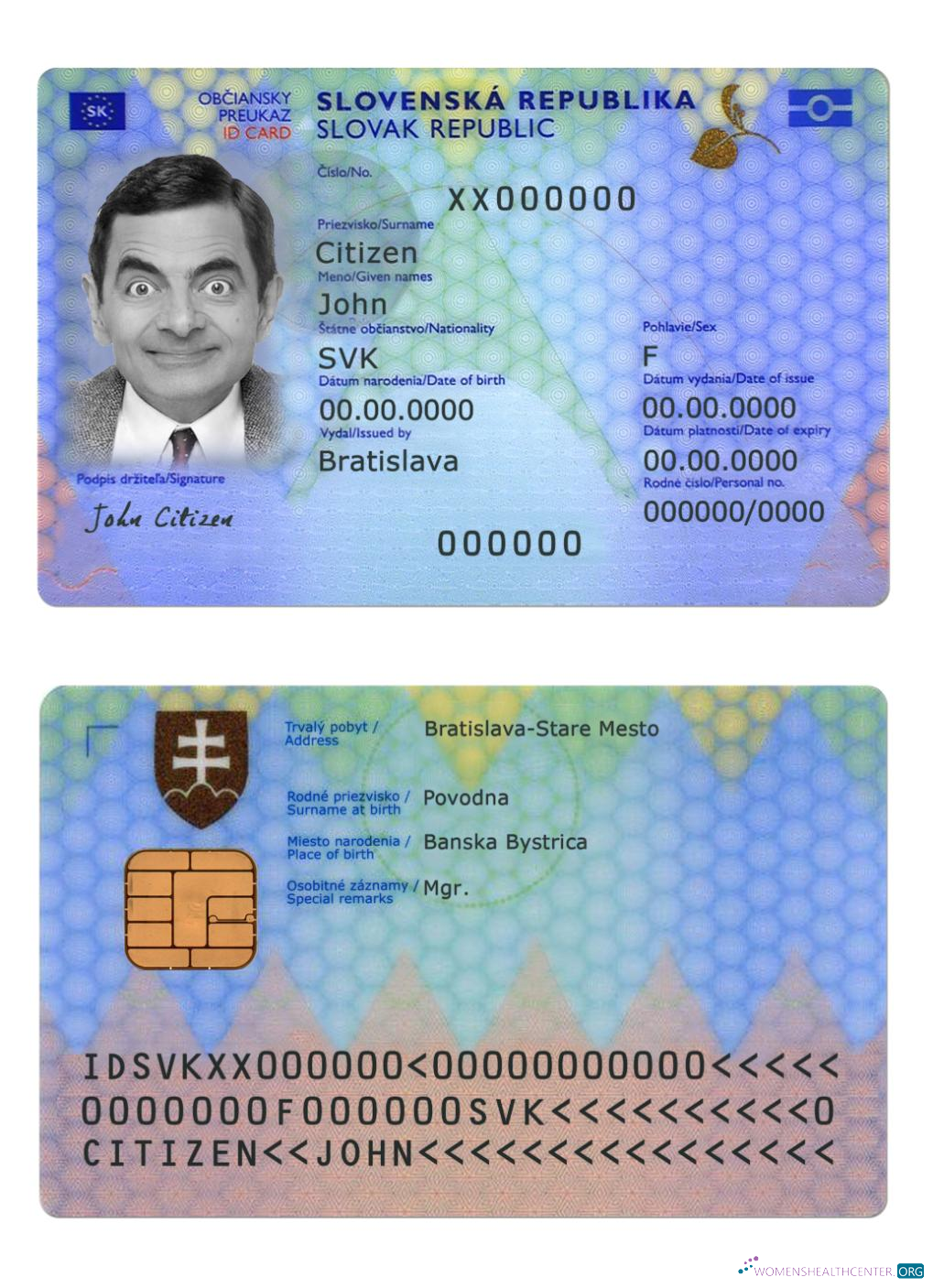 Премиум Скачать Словакия ID Карта 2022 Настоящее Время Photoshop Шаблон