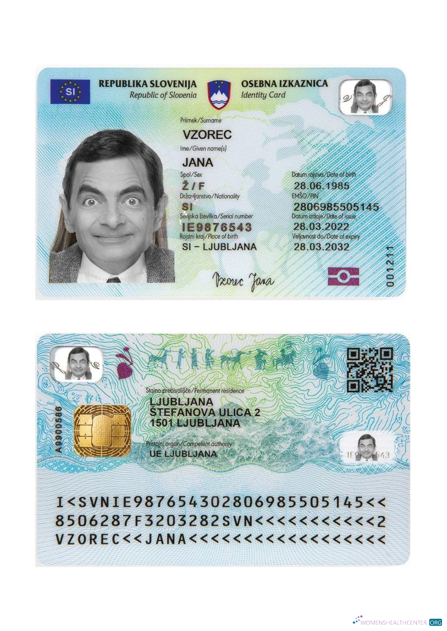 Редактируемый Скачать Словения ID Карта 2022 Настоящее Время Photoshop Шаблон
