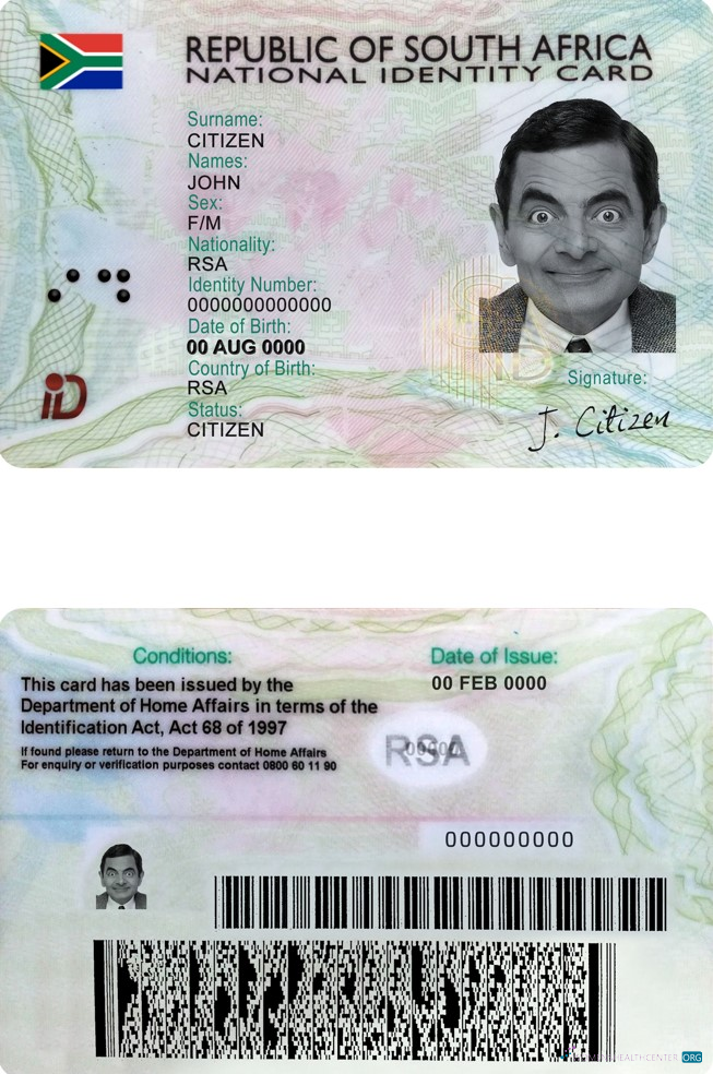 Редактируемый Скачать Южная Африка ID (2013 – Настоящее Время) Photoshop Шаблон