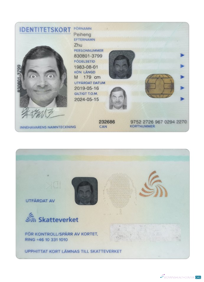 Редактируемый Скачать Швеция ID Карта 2019 Настоящее Время Photoshop Шаблон