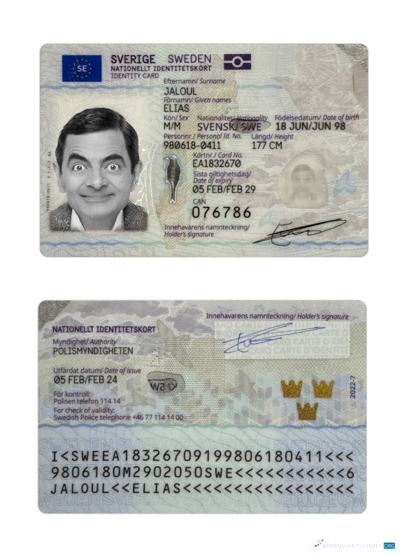 Редактируемый Скачать Швеция ID Карта 2024 Настоящее Время Photoshop Шаблон