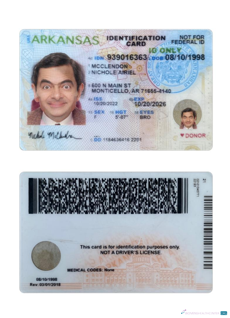 Премиум Скачать USA Arkansas ID Карта Photoshop Шаблон