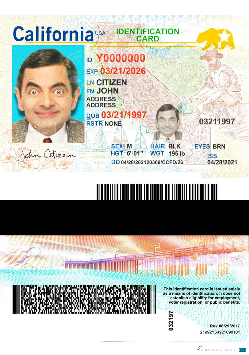 Профессиональный Скачать USA California ID Карта 2021 Настоящее Время Photoshop Шаблон
