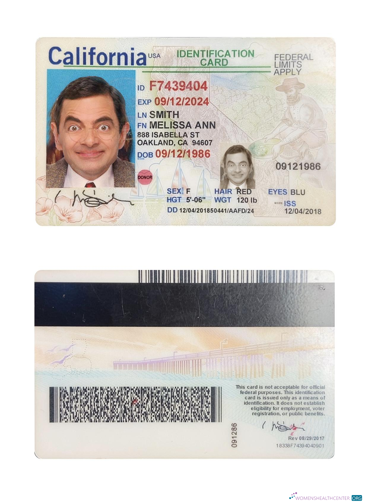 Профессиональный Скачать USA California ID Карта Photoshop Шаблон