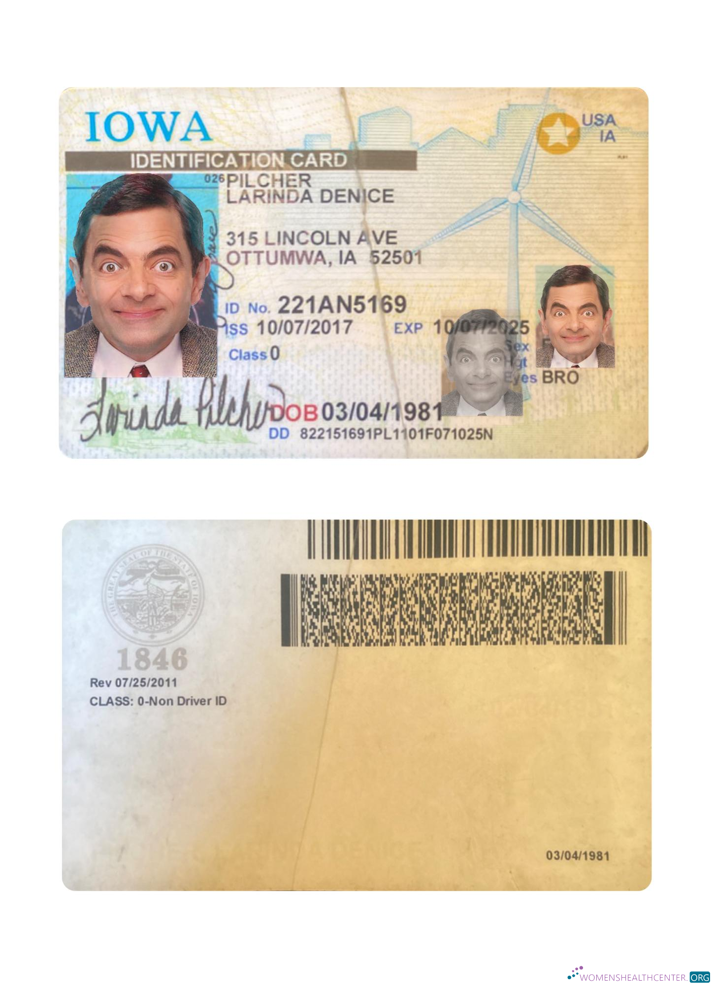 Премиум Скачать USA Iowa ID Карта Photoshop Шаблон