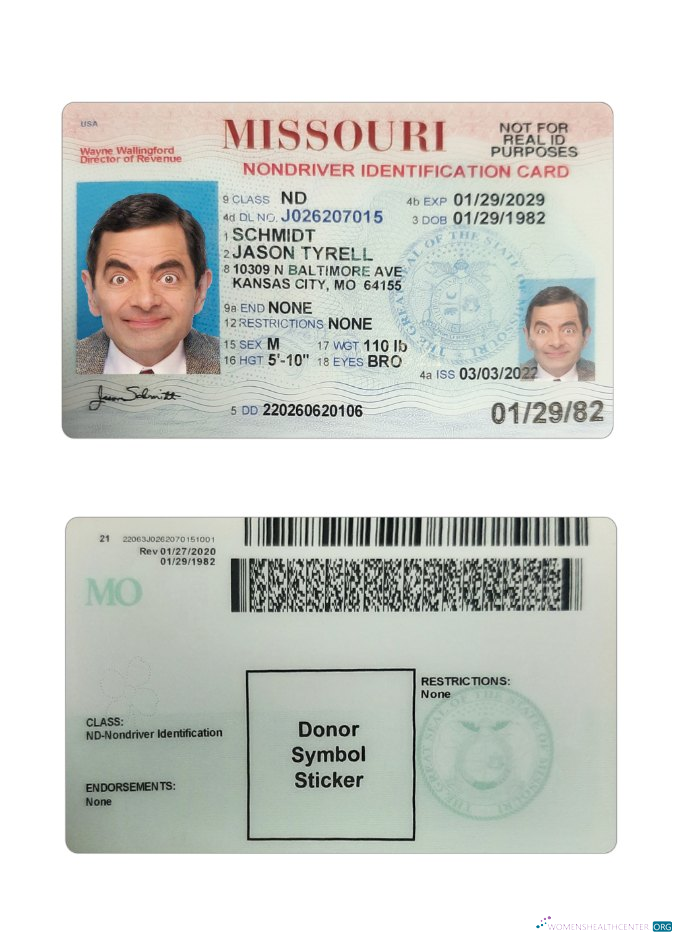 Реалистичный Скачать USA Missouri ID Карта Photoshop Шаблон