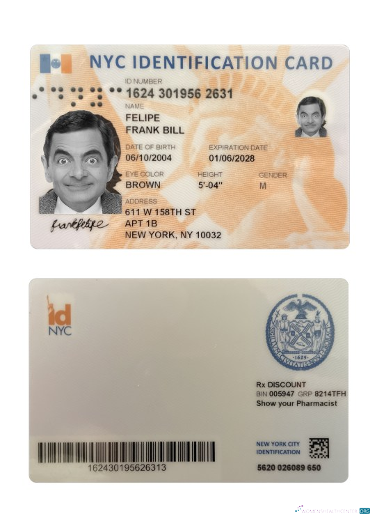 Редактируемый Скачать USA Новый York Identification Карта Photoshop Шаблон