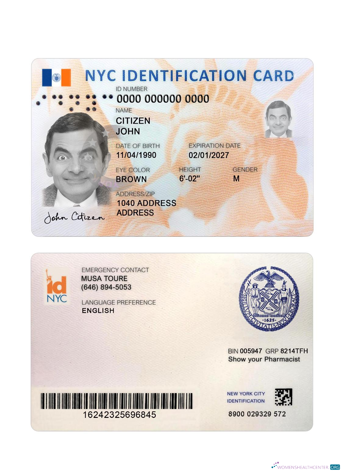 Редактируемый Скачать USA Новый York Новый ID Карта Photoshop Шаблон