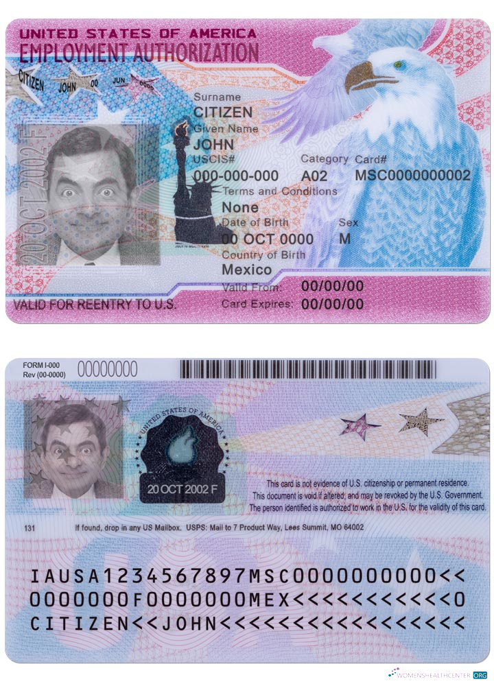 Качественный Скачать USA Employment Authorization Photoshop Шаблон