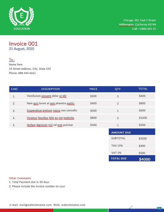 Премиум Скачать A4 Education Invoice Шаблон Photoshop Шаблон