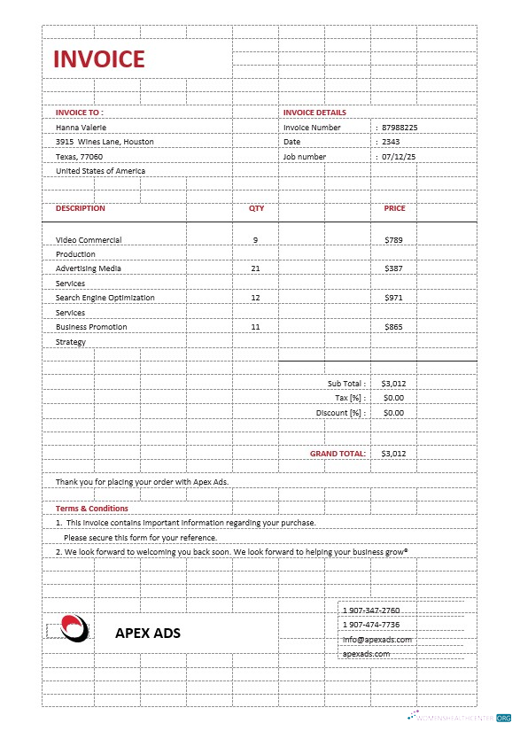 Премиум Скачать Advertising Consultant Invoice Шаблон Photoshop Шаблон