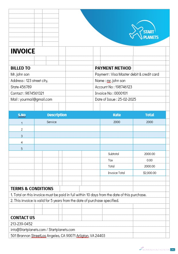 Реалистичный Скачать Airlines Aviation Services Invoice Шаблон Photoshop Шаблон