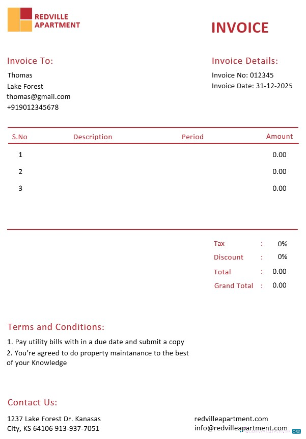 Реалистичный Скачать Apartment Rental Invoice Шаблон Photoshop Шаблон