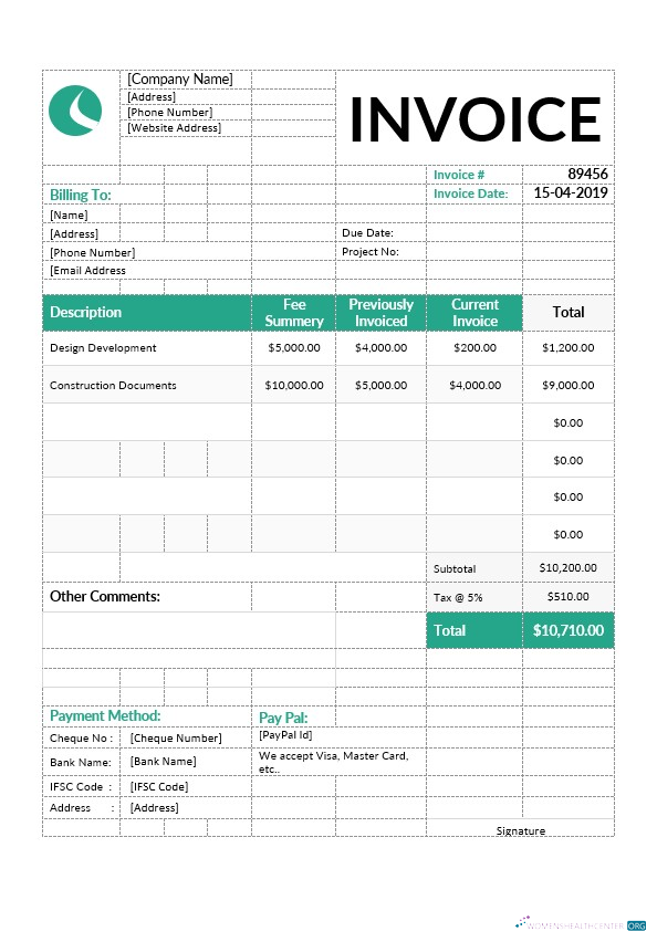 Реалистичный Скачать Architect Invoice Шаблон Photoshop Шаблон