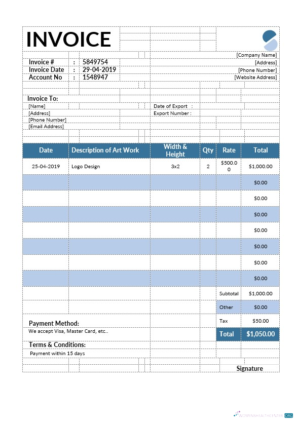 Профессиональный Скачать Artist Invoice Шаблон Photoshop Шаблон