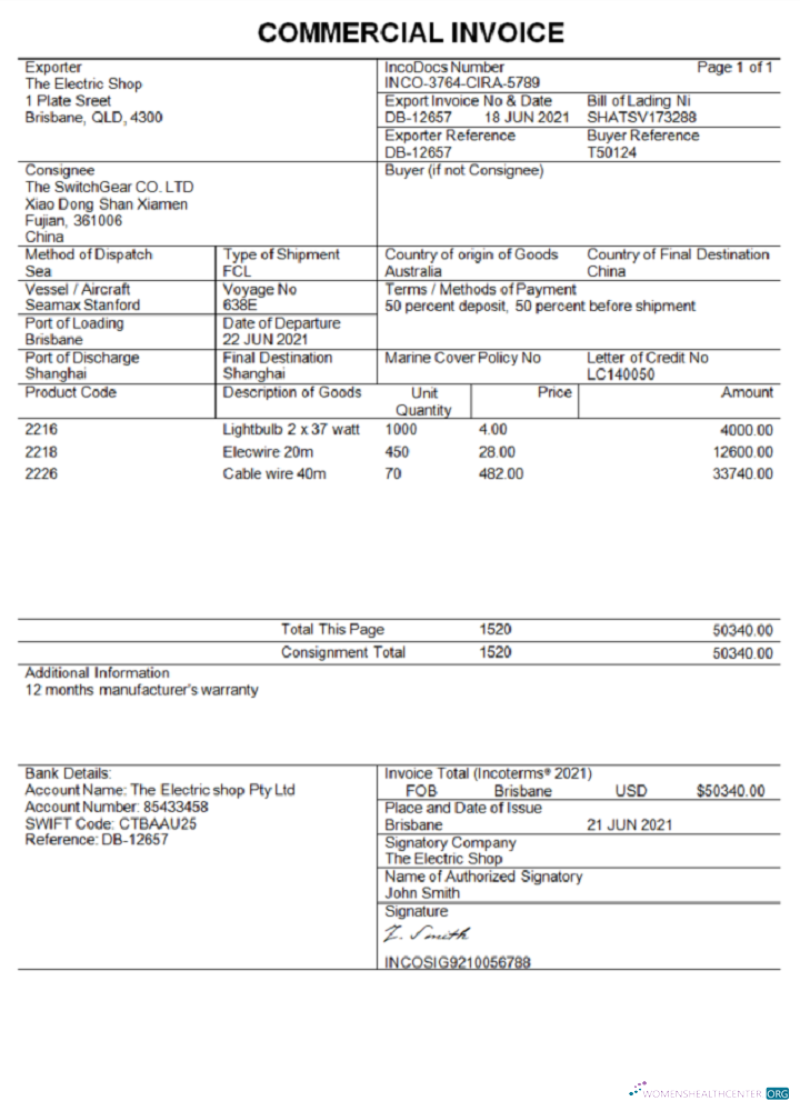 Премиум Скачать Австралия Коммерческий Invoice Компания Invoice Photoshop Шаблон