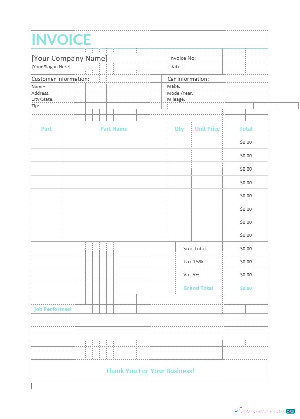 Редактируемый Скачать Auto Repair Invoice Шаблон Photoshop Шаблон