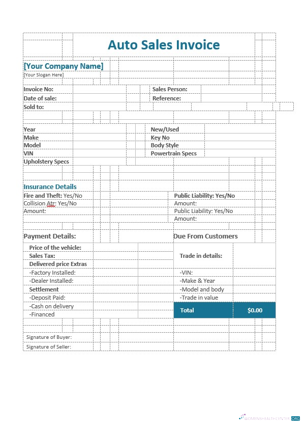Редактируемый Скачать Auto Sales Invoice Шаблон Photoshop Шаблон
