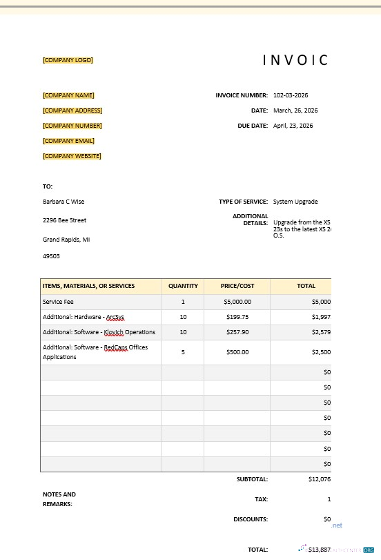 Профессиональный Скачать Basic IT Invoice Шаблон Photoshop Шаблон
