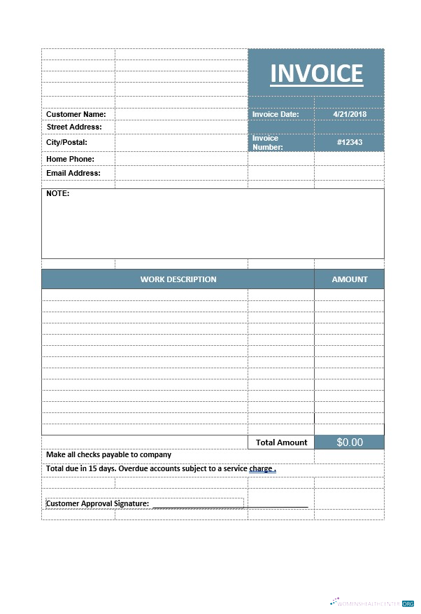 Реалистичный Скачать Basic Служба Invoice Шаблон Photoshop Шаблон