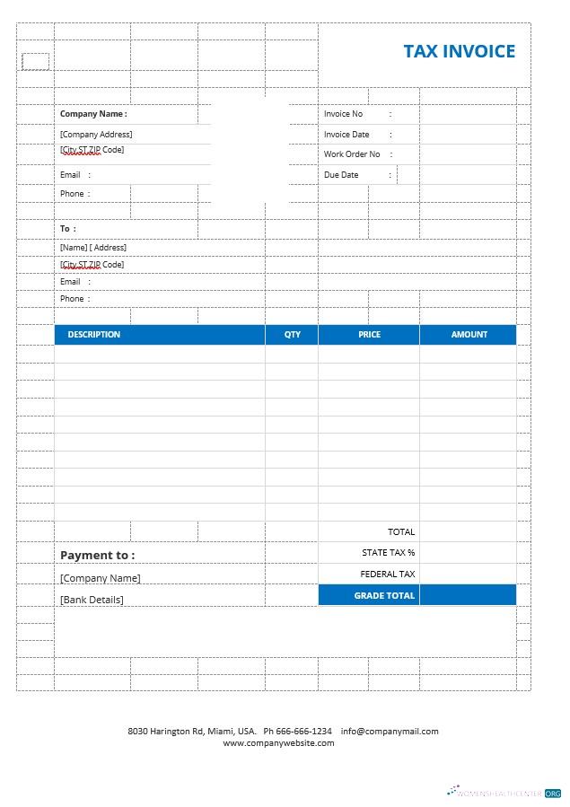Профессиональный Скачать Basic Tax Invoice Шаблон Photoshop Шаблон