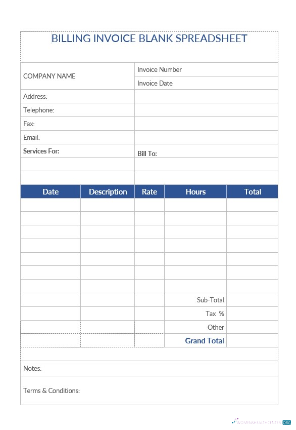 Премиум Скачать Billing Invoice Blank Spreadsheet Шаблон Photoshop Шаблон