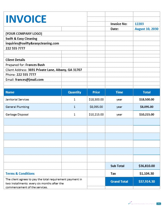 Редактируемый Скачать Blank Cleaning Служба Invoice Шаблон Photoshop Шаблон