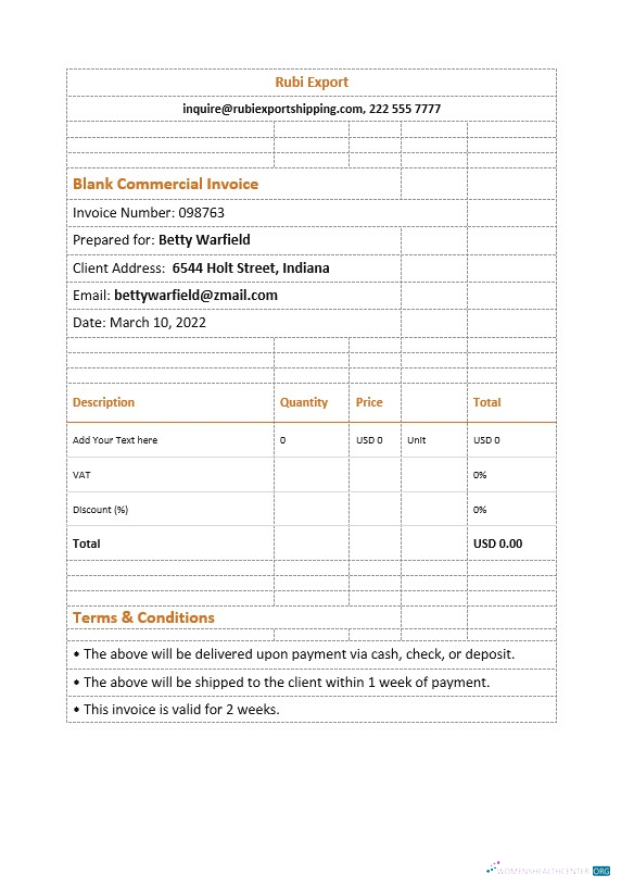 Качественный Скачать Blank Коммерческий Invoice Photoshop Шаблон