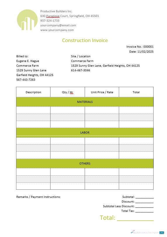 Реалистичный Скачать Blank Construction Invoice Шаблон Photoshop Шаблон