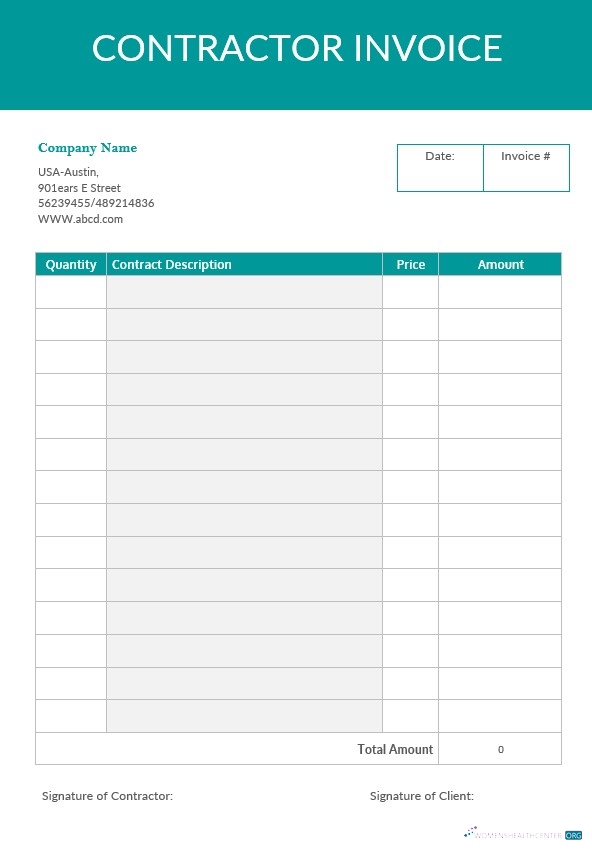 Качественный Скачать Blank Contractor Invoice Шаблон Photoshop Шаблон