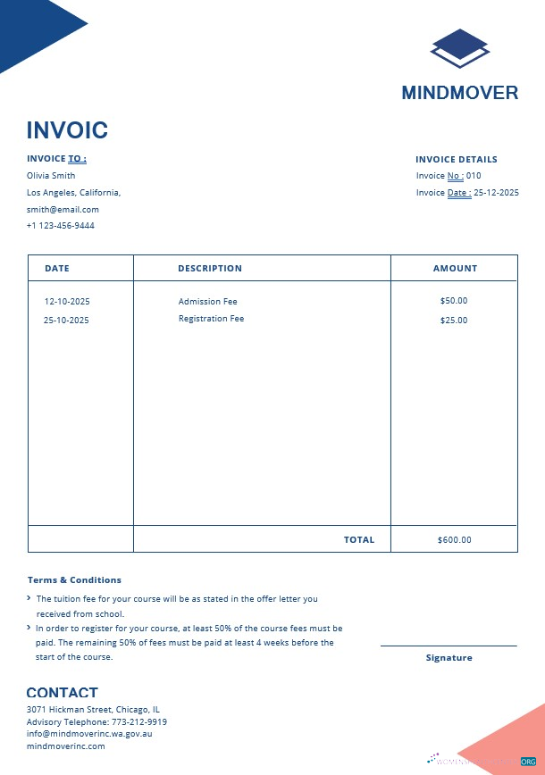 Профессиональный Скачать Blank Education Invoice Шаблон Photoshop Шаблон