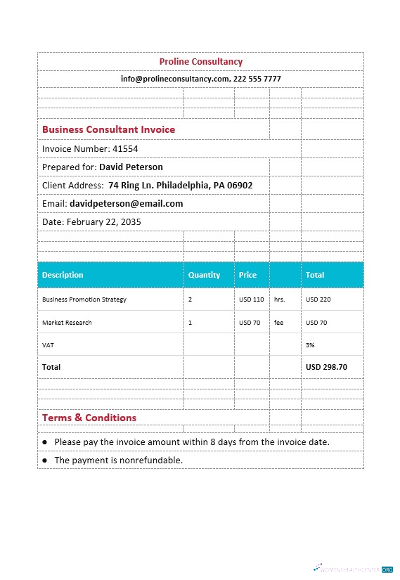 Редактируемый Скачать Бизнес Consultant Invoice. Photoshop Шаблон