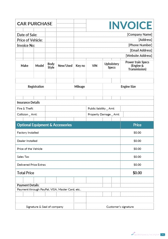 Реалистичный Скачать Car Purchase Invoice Шаблон Photoshop Шаблон