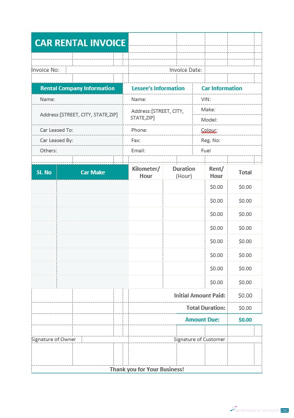 Реалистичный Скачать Car Rental Служба Invoice Шаблон Photoshop Шаблон