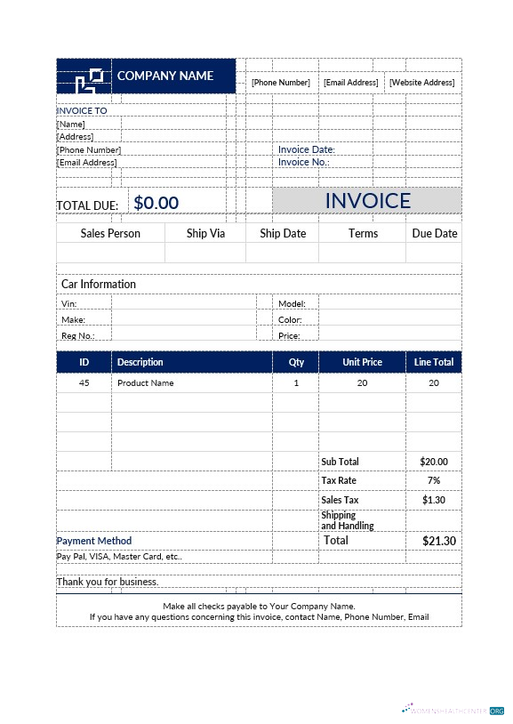 Реалистичный Скачать Car Sales Invoice Шаблон Photoshop Шаблон