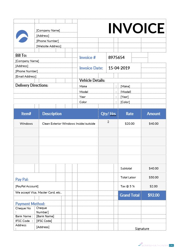 Качественный Скачать Car Wash Invoice Шаблон Photoshop Шаблон