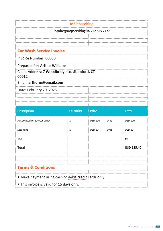 Качественный Скачать Car Wash Служба Invoice Шаблон Photoshop Шаблон
