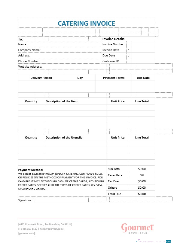 Редактируемый Скачать Catering Служба Invoice Шаблон Photoshop Шаблон