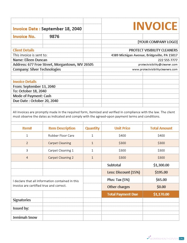 Премиум Скачать Cleaning Служба Invoice Form Шаблон Photoshop Шаблон