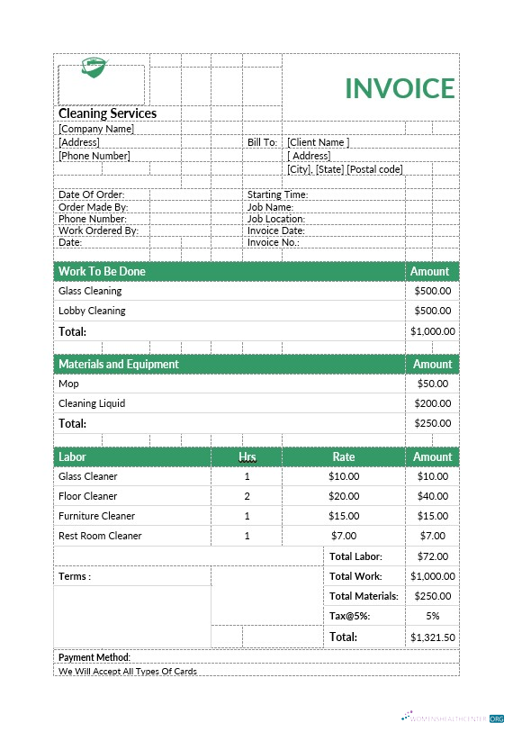 Качественный Скачать Cleaning Services Invoice Шаблон Photoshop Шаблон