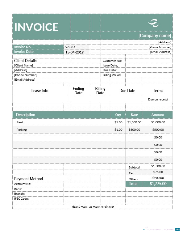 Профессиональный Скачать Коммерческий Lease Invoice Шаблон Photoshop Шаблон