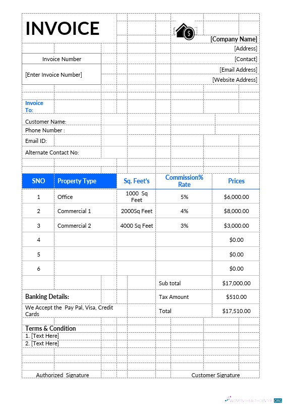Профессиональный Скачать Коммерческий Real Estate Invoice Шаблон Photoshop Шаблон