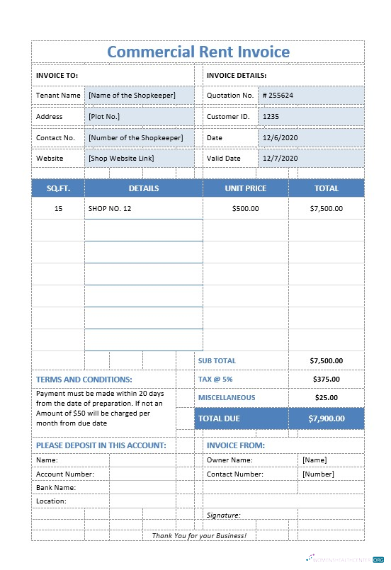 Профессиональный Скачать Коммерческий Rent Invoice Шаблон Photoshop Шаблон
