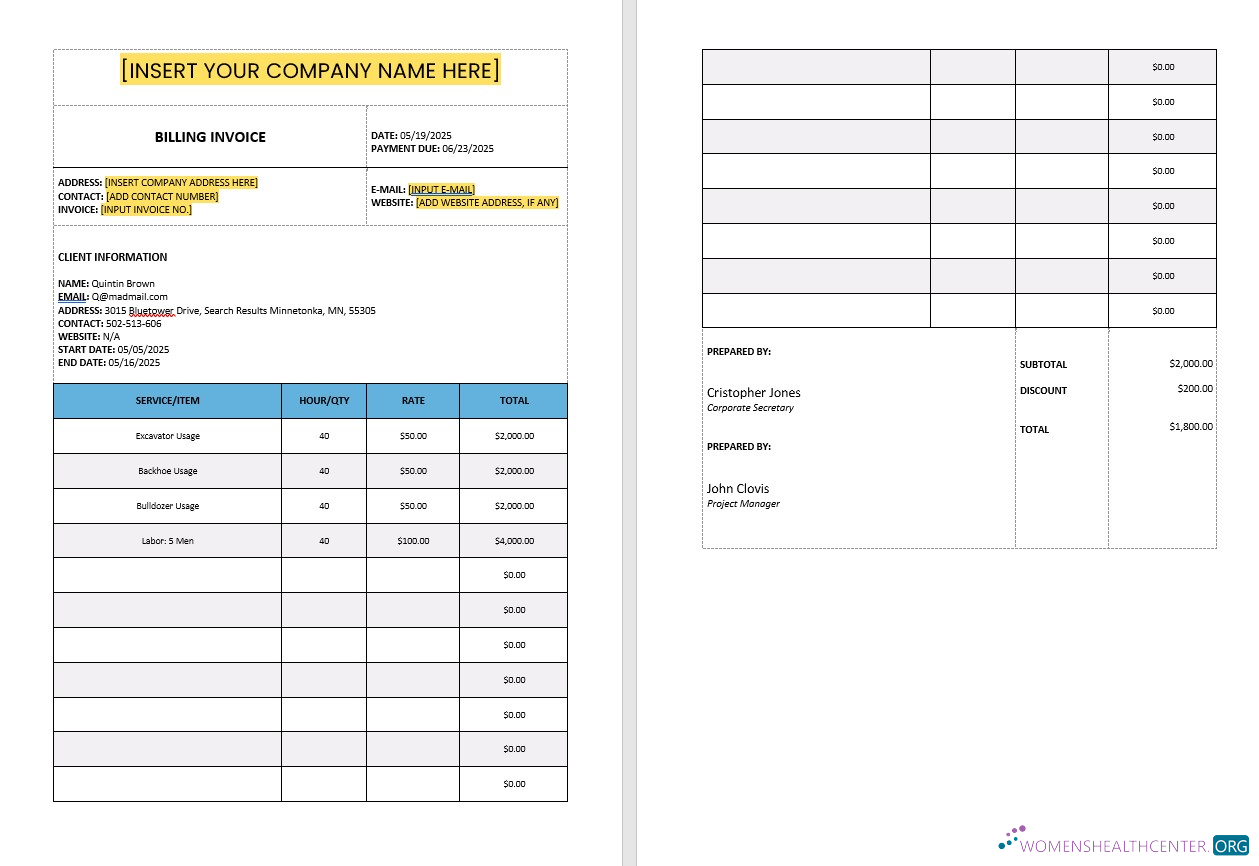 Профессиональный Скачать Construction Billing Invoice Шаблон Photoshop Шаблон