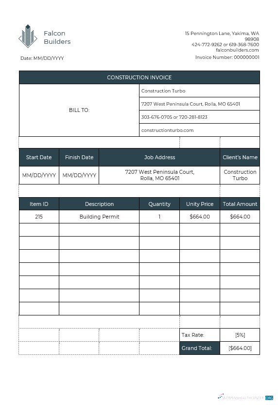 Премиум Скачать Construction Job Invoice Шаблон Photoshop Шаблон