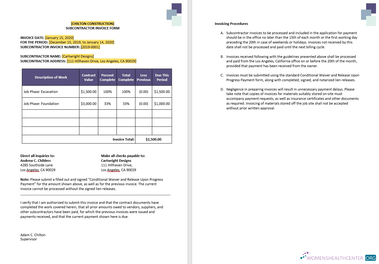 Качественный Скачать Construction Subcontractor Invoice Шаблон Photoshop Шаблон