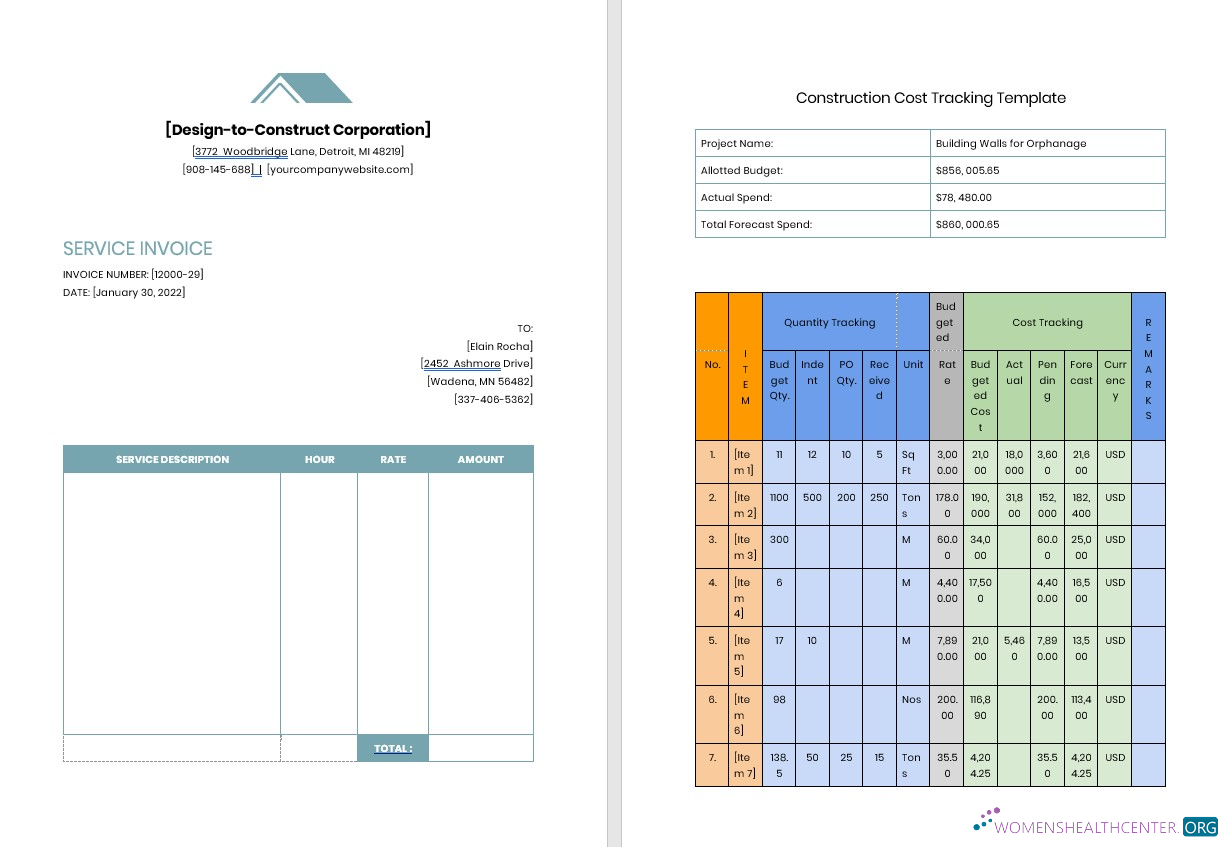 Реалистичный Скачать Contractor Job Invoice Шаблон Photoshop Шаблон